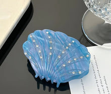 Load image into Gallery viewer, Seashell Gem Hair Claw - Blue
