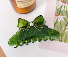 Load image into Gallery viewer, Emerald Bow Hair Claw
