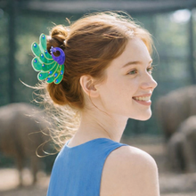 Load image into Gallery viewer, Peacock Hair Claw - Blue

