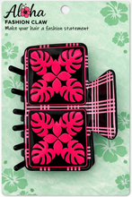 Load image into Gallery viewer, Pink Checkered Hawaiian Quilt Hair Claw
